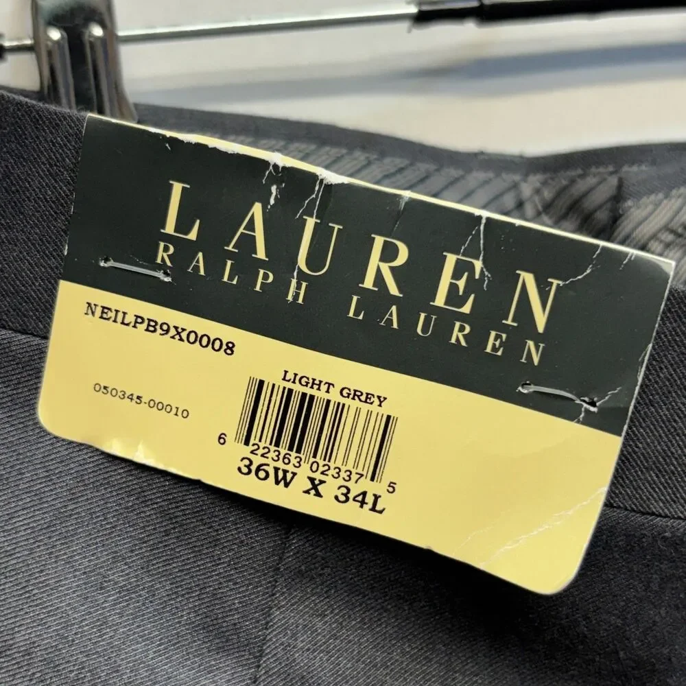 NWT Lauren Ralph Lauren Men Pleated Dress Pants 36x34 Light Gray D119 -27